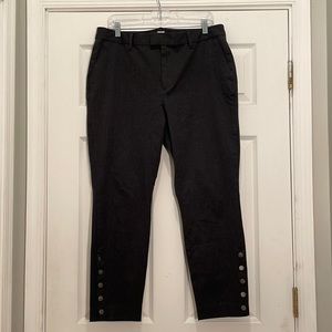 Gap Charcoal Gray Skinny Ankle High Rise Pants w/ Button Detail
